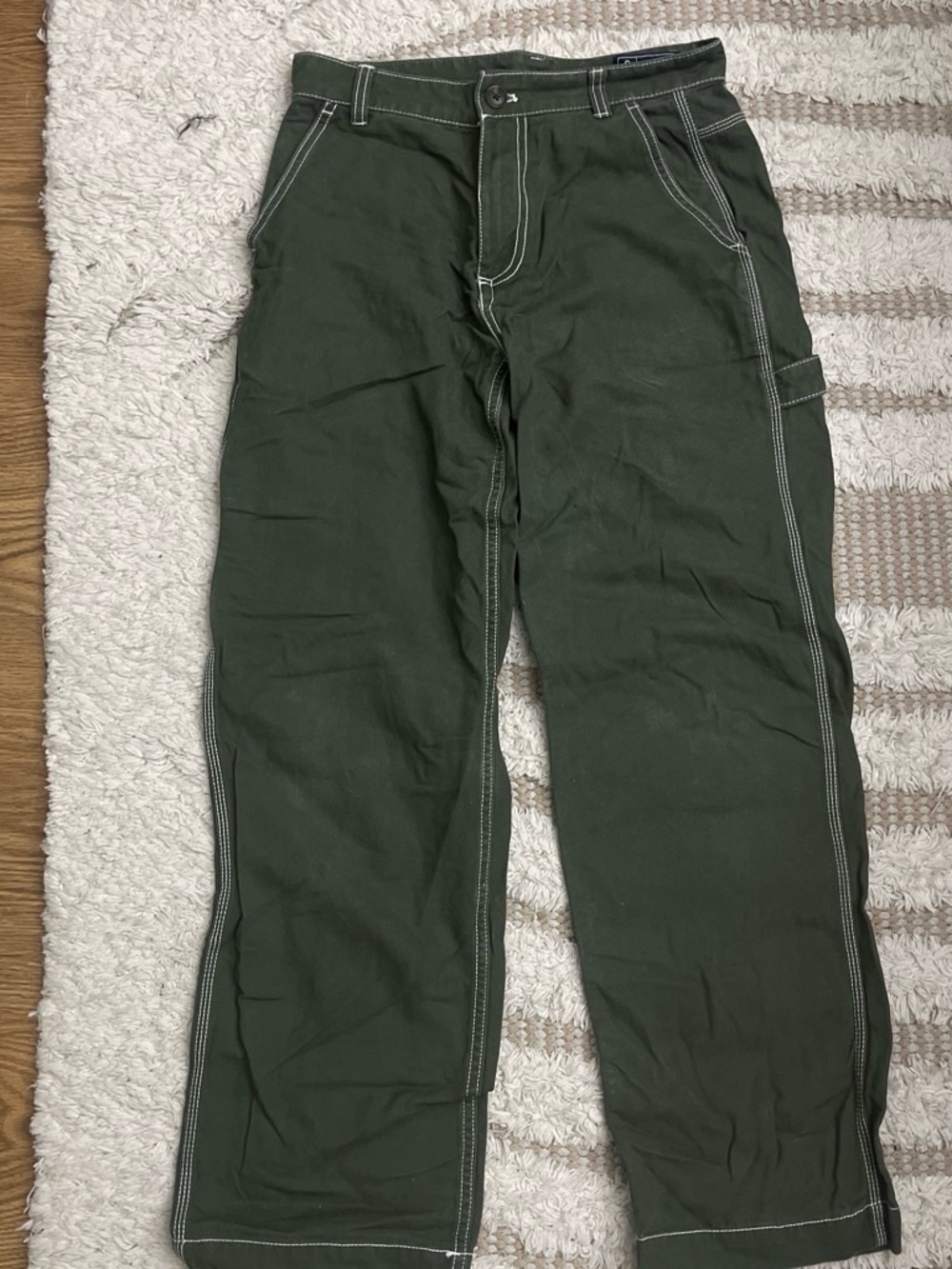 GAP Olive Green Carpenter Pants with White Stitching